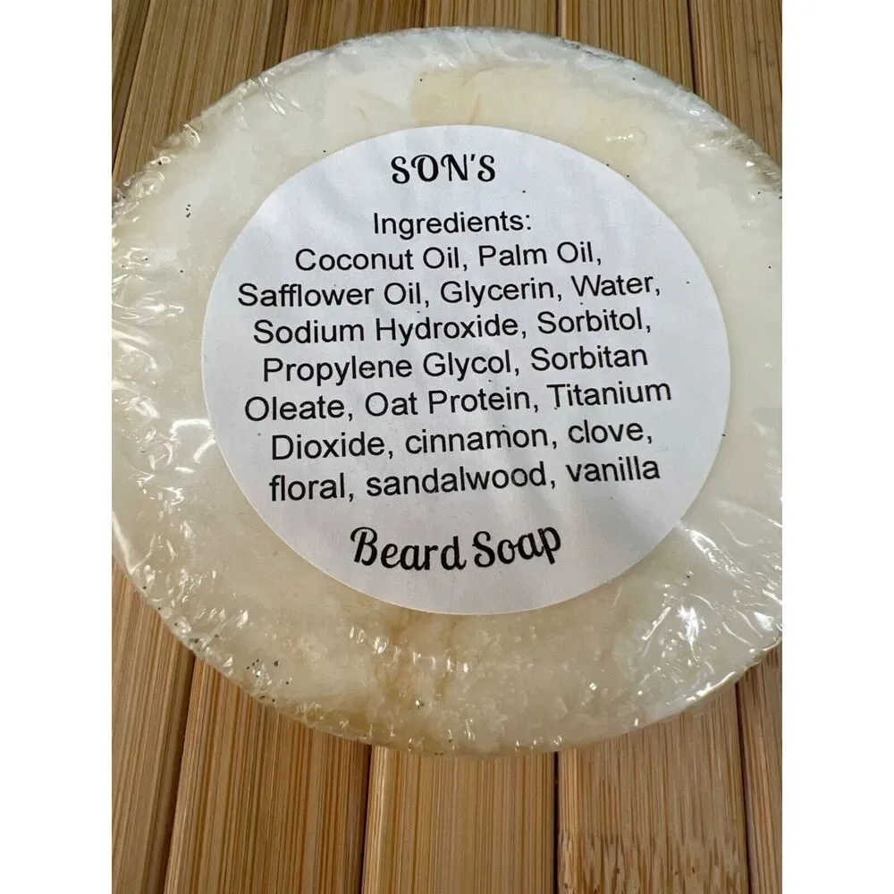 New Son's Beard Soap Mens Grooming Sandwood Vanilla Coconut Fathers Day Gift